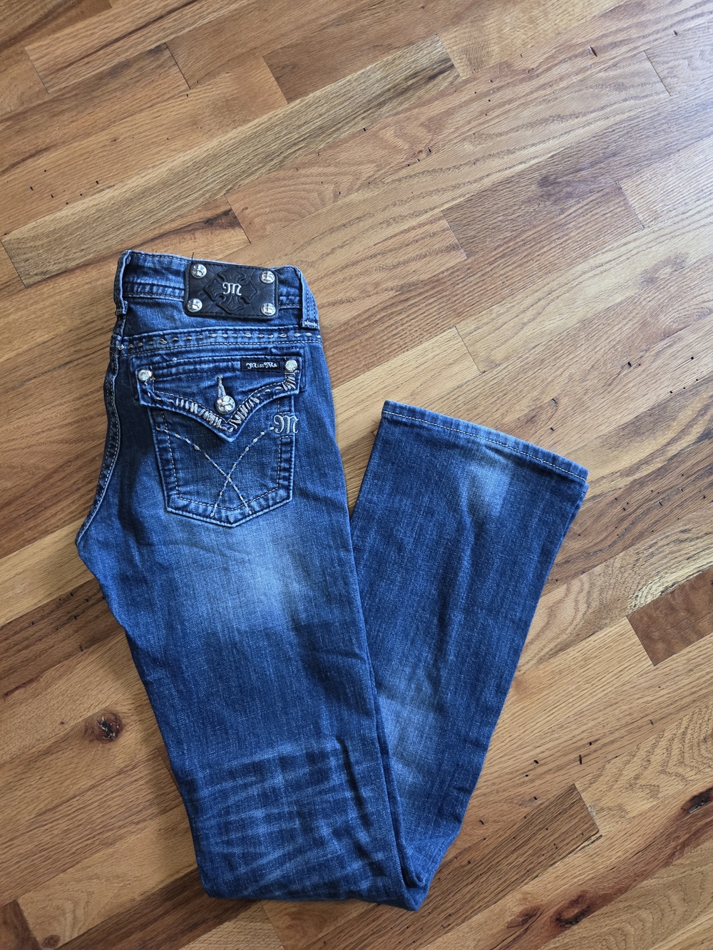 Miss Me Bootcut Jeans Women's 28 Embellished Back Flap Pockets